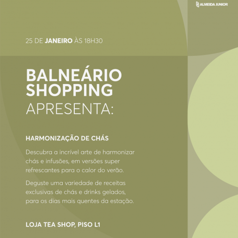 Balneário Shopping promove workshop sobre harmonização de chá