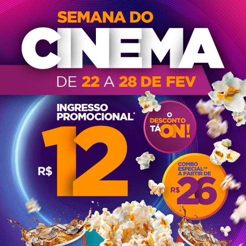 Semana do Cinema terá ingressos a R$ 12 no Continente Shopping